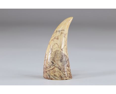 Pontoon work "engraved tooth" whaling 19thSizes: H=120mm L=50mmWeight (K): 0.135kg
