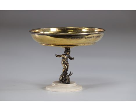 Philippe Wolfers silver cup decorated with a child on a snailSizes: H=95mm D=115mmWeight (K): 0.174kg