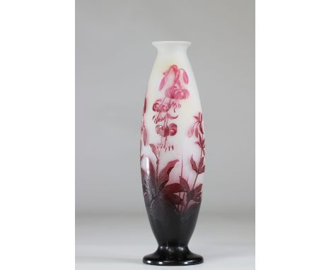 Emile Galle Vase cleared with acid "with Tigray Lily flowers"Sizes: l=111mm h=380mmWeight (K): 1.622kgAuthor / artist: EMILE 