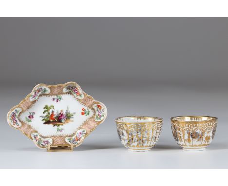 German porcelain (3) MeissenSizes: bols H=40mm D=60mm Plateau L=125mmWeight (K): 0.141kgAuthor / artist: MEISSEN