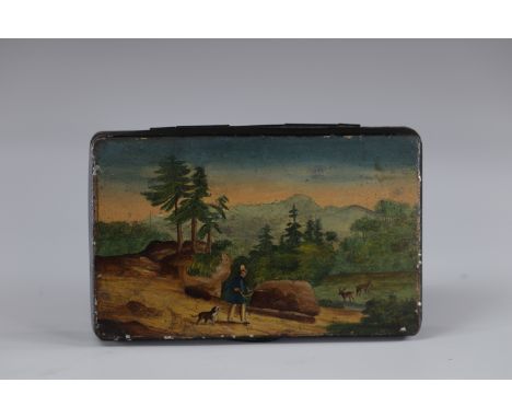 box painted with a hunting scene 19thSizes: H=25mm L=130mm l=80mmWeight (K): 0.105kg