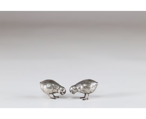 Salt shakers (2) in partridge silverSizes: H=35mm L=60mmWeight (K): 0.060kg
