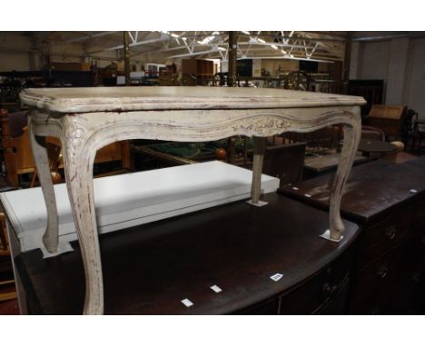 A Louis XVI style painted coffee table, gilt console and fluted column