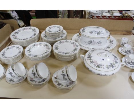 A Royal Worcester June Garland pattern part dinner service, with a set of six Royal Worcester coffee cups and saucers.