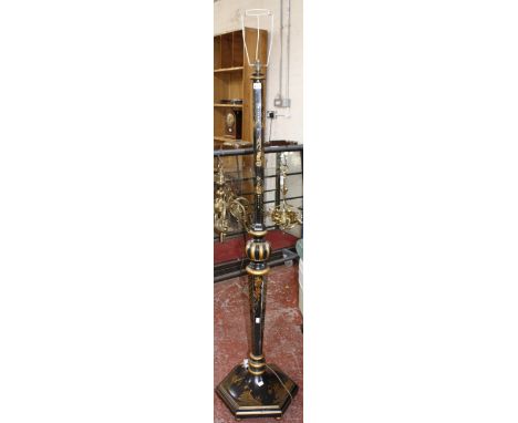 A Japanned and gilt decorated standard lamp (sold as parts)