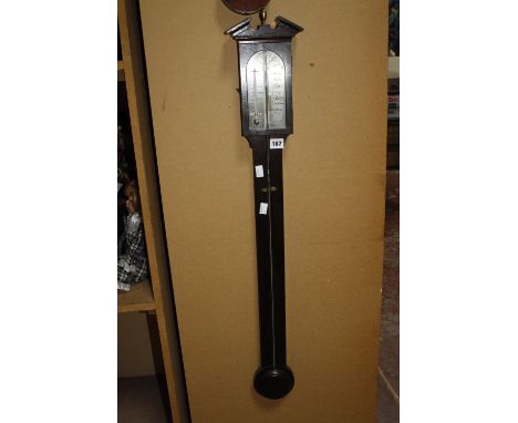 A rosewood stick barometer, signed 'J. Blatt, Brighton'