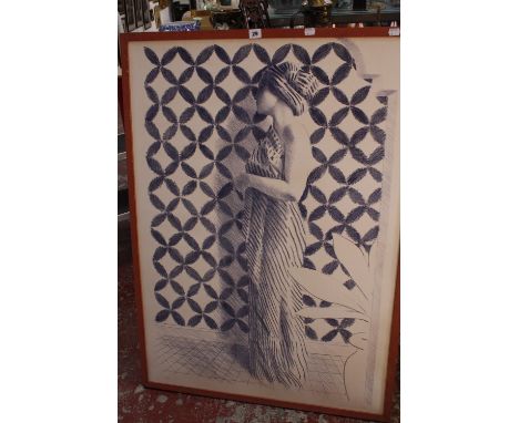 Adrian George (b.1944) A scene depicting a woman facing to her right Lithograph, edition of 75 Signed and numbered in pencil 