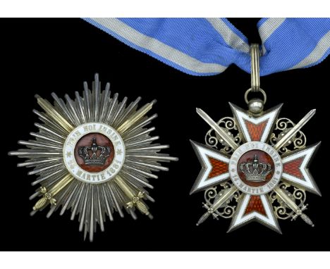 Romania, Kingdom, Order of the Crown, 1st type, Military Division, Grand Officer’s set of insignia, comprising neck badge, 62