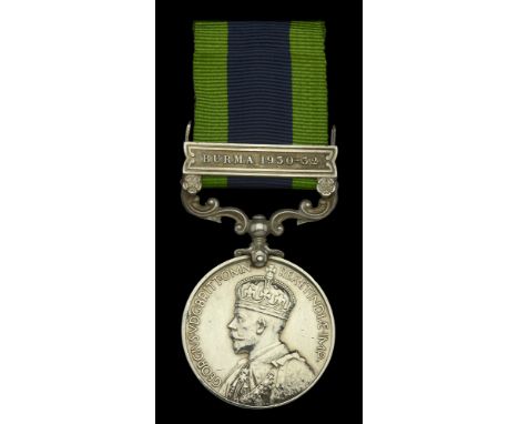 India General Service 1908-35, 1 clasp, Burma 1930-32 (3521715 Pte. J. E. Pitchforth. Manch. R.) very fine £60-£80  ---  Sold