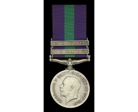 General Service 1918-62, 2 clasps, Iraq, N.W. Persia (5329786 Pte. J. R. Howard. R. Berks. R.) very fine, and a two clasp med