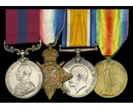 A Great War ‘Loos 1917’ D.C.M. group of four awarded to Company Sergeant-Major E. Pink, 11th Battalion, Essex Regiment, who l