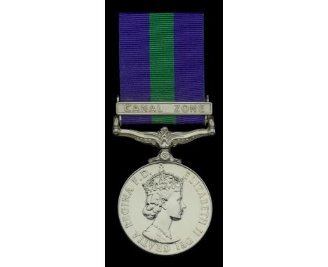 General Service 1918-62, 1 clasp, Canal Zone (22867395 Pte R Tomlinson REME) impressed naming, in named card box of issue, th