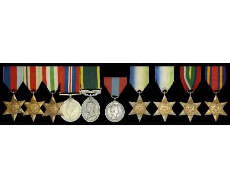 Six: Sergeant A. V. Greenaway, Royal Signals 1939-45 Star; Africa Star; Italy Star; War Medal 1939-45; Efficiency Medal, G.VI