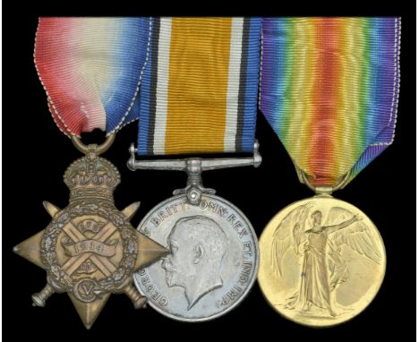Three: Private F. Parrott, Bedfordshire Regiment  1914 Star (3-7400 Pte. F. Parrott. 2/Bedf. R.); British War and Victory Med