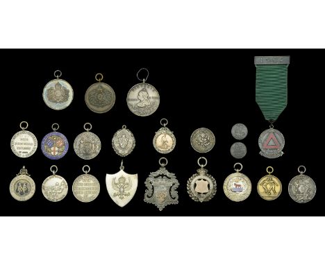 Prize Medallions (21), silver, some enamelled, including Lanarkshire Yeomanry; Cheshire Regiment; Army Football Cup 1902; Tem