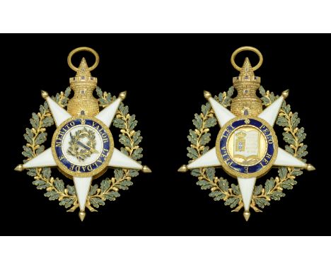 Portugal, Kingdom, Order of the Tower and the Sword, 2nd (post 1834) type, Grand Cross sash Badge, 83mm x 70mm, gold and enam