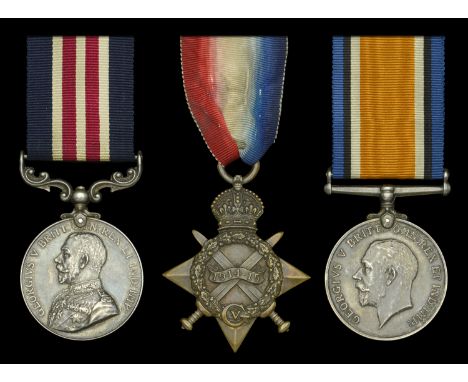 A Great War ‘Western Front’ M.M. group of three awarded to Lance-Corporal A. McCreadie, Royal Highlanders  Military Medal, G.