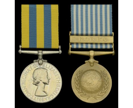 Pair: Signalman L. Hunt, Royal Signals  Korea 1950-53, 1st issue (22232511 Sigmn. L. Hunt. R. Sigs.); U.N. Korea 1950-54, unn