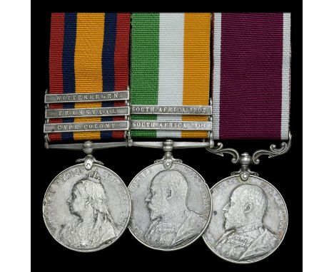 Three: Private C. Parrott, East Yorkshire Regiment  Queen’s South Africa 1899-1902, 3 clasps, Cape Colony, Transvaal, Wittebe
