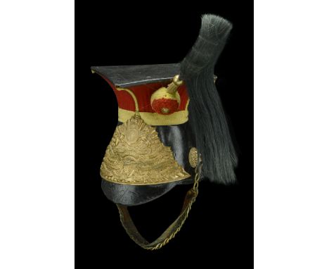 A 5th (Royal Irish) Lancers Other Ranks Full Dress Lance Cap. A good example c.1901-14, black leather skull with trencher top