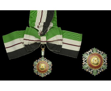 Jordan, Hashemite Kingdom, Order of the Renaissance, First Class set of insignia, comprising sash badge, 95mm including crown