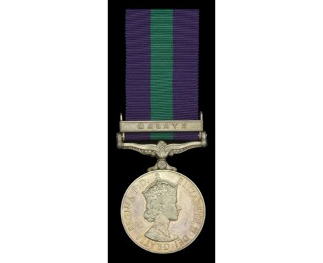 General Service 1918-62, 1 clasp, Malaya, E.II.R. (22084611 Pte. G. L. Kinsey. R. Berks.) in named card box of issue, extreme