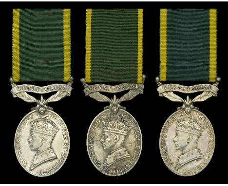 Efficiency Medal, G.VI.R., 1st issue, Territorial (3) (5337281 Pte. FS. C. Clark. R. Berks.; 5335752  Pte. F. C. Palmer. R. B