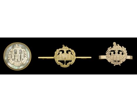 Essex Regimental Sweetheart Brooches (3), the first two in 9 carat gold (3.19g and 2.64g respectively), the last gold on moth
