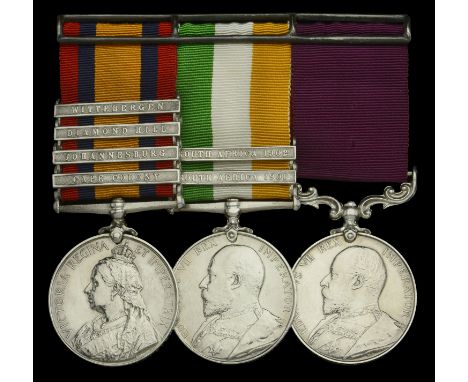 Three: Private J. Miles, Royal Sussex Regiment  Queen’s South Africa 1899-1902, 4 clasps, Cape Colony, Johannesburg, Diamond 