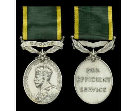 Efficiency Medal, G.V.R., Canada (R.Q.M.S. (W.O. Cl. 2.) A. J. Hayhurst M.M. B.C. Dns.) nearly very fine £80-£100  ---  M.M. 