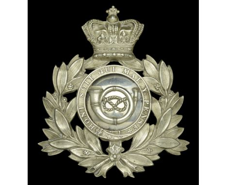 Staffordshire Volunteer Corps 5th Administration Battalion Officer’s Shako Plate. A scarce example c.1869-78, with silvered c