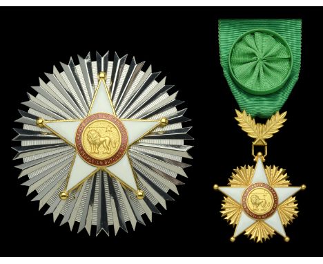 Senegal, Republic, National Order of the Lion, Grand Officer's set of Insignia, comprising breast badge, 55mm including leave