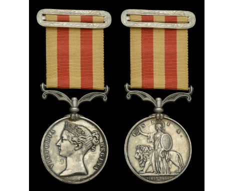 The Indian Mutiny Medal awarded to Cornet C. A. Copland, Bengal Yeomanry Cavalry, who was twice mentioned for gallantry by Co