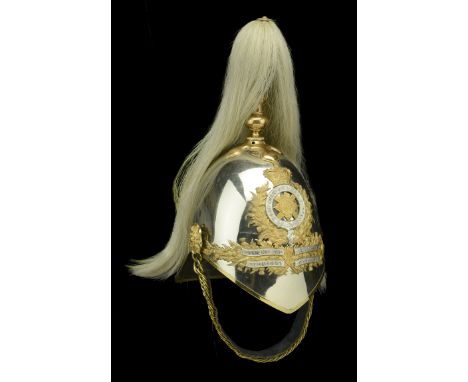 A Lothian and Berwickshire Yeomanry Cavalry Officer’s 1871 Pattern Helmet. A fine example c.1888-1901, the silvered skull wit