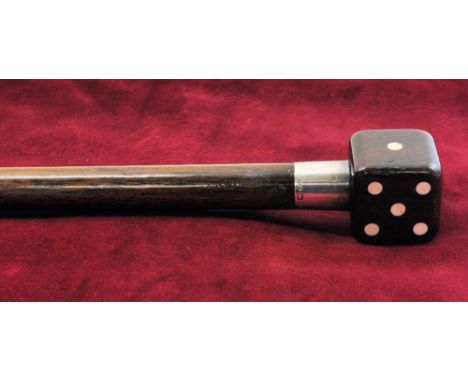 A rosewood Walking Stick with silver collar and dice top, Chester, 1933. 