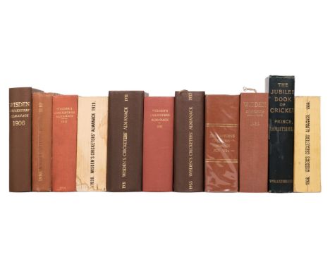 Wisden Cricketers' Almanack. 10 volumes, 1906, 1910, 1912 &amp; 1930-36, photographic plate to each, advertisements front and