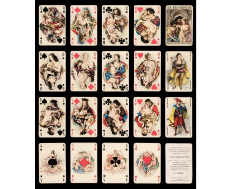 * French playing cards. Le Florentin, Paris: Éditions Philibert, 1955, the complete deck of 56 photo lithographed playing car