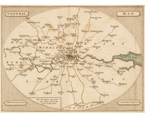 Cary (John). Cary's Survey of the High Roads from London to Hampton Court, Ware, Bagshot, Bishops Stortford, Oakingham, Chipp