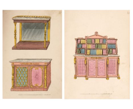 Furniture Designs. Volume containing 50 plates of furniture designs, circa 1822, 50 hand-coloured engraved plates, containing