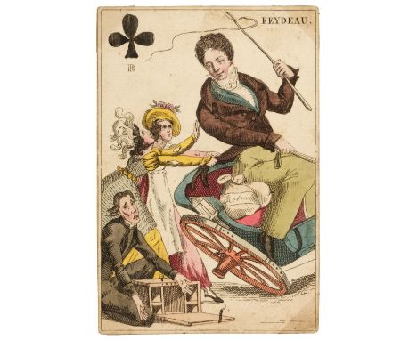 * French transformation playing cards. Jeu de Cartes á Rire de Thalie, Paris: Grandebes, circa 1819, the complete deck of 52 