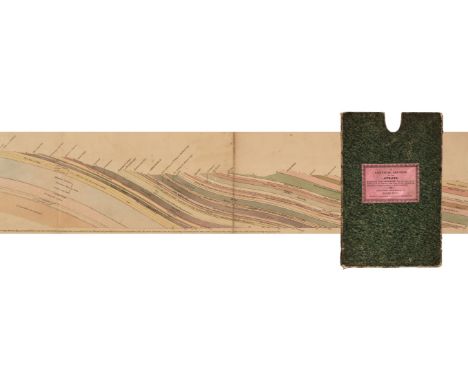 Geology. Phillips (Wm.). A Vertical Section of the Strata (looking north) A Cross the Great Lancashire Coal-Field, extending 