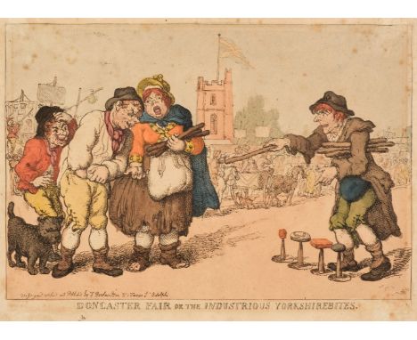* Rowlandson (Thomas 1756 - 1827). Doncaster Fair or the Industrious Yorkshirebites, circa 1800, etched caricature with conte