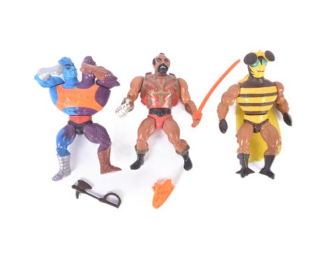 Masters Of The Universe - three vintage 1980s Mattel made He-Man / Masters Of The Universe MOTU action figures - ' Two-Bad ',