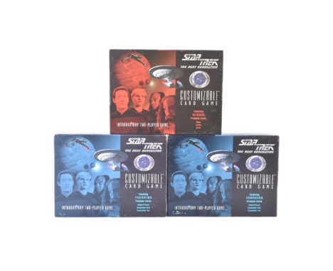 Star Trek - a collection of x3 vintage 1990s (1997) Decipher Inc made Star Trek The Next Generation Customizable Collectible 