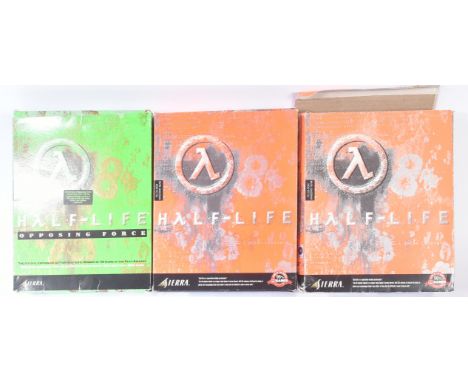 Retro Gaming - a collection of x3 vintage 1990 (1998) Big Box PC CD-ROM video games comprising Half Life (x2) and Half Life O