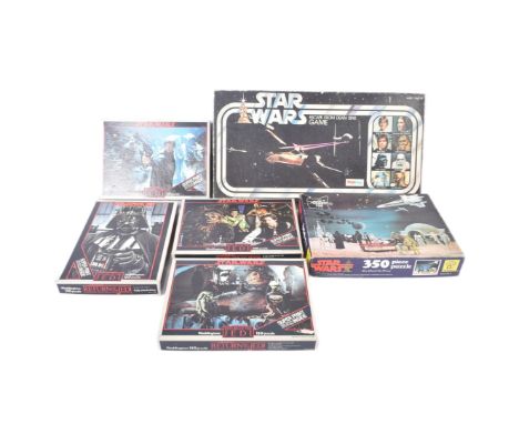 Star Wars - a collection of x5 original vintage Waddingtons made Star Wars jigsaw puzzles. All from Return Of The Jedi and al