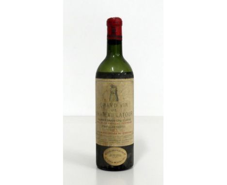 1 bt Ch. Latour 1955 Pauillac, 1er Cru Classé BB&amp;R slip label, ls, bs, sl crusted foil