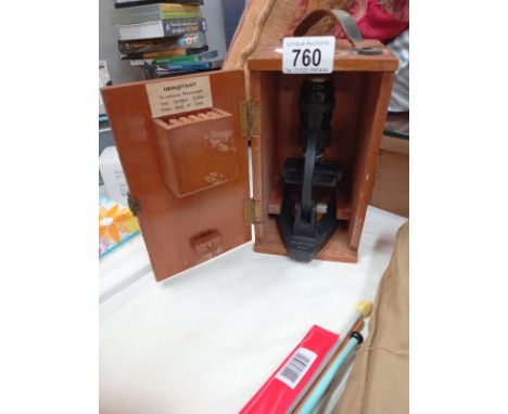 An old boxed microscope