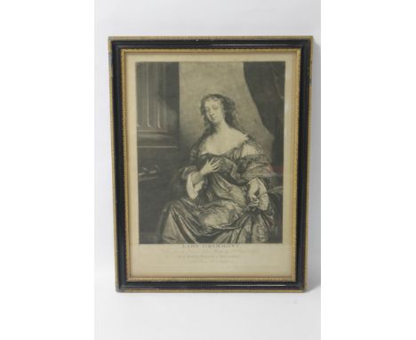 A FRAMED AND GLAZED ENGRAVING OF A PORTRAIT OF 'LADY GRAMONNT', frame size 48cm x64cm