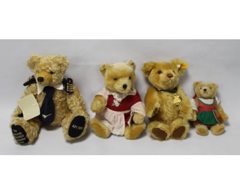 A STEIFF MOHAIR TEDDY BEAR WITH 2001 MEDALLION, a Steiff mohair Limited Edition 'Concorde 1976 - 2003 Coronation Bear 421/197